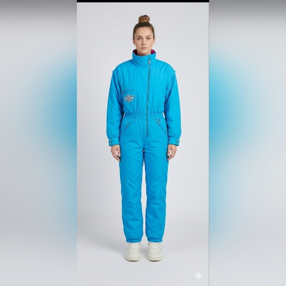 Vintage Bogner Premium High Fashion Blue Aviation Ski Snowsuit
